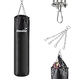 Skandika Boxsack gefüllt für Erwachsene 150 cm, 38 kg | Punching Bag Vierpunkt-Stahlkette, mit Füllung und Deckenaufhängung, hängend | Profi Sandsack Boxing Bag für Muay Thai, Kickboxen und MMA