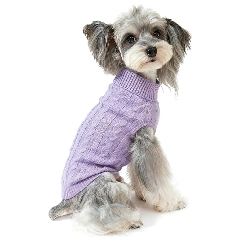 Image of Dog Sweater Soft Warm Turtleneck Knitted Clothes for Small Medium Large Pet | Comfy Wool Knit, Turtleneck & Classic Design, Easy on /off, Warm Winter Girls Boys Dogs Christmas Sweaters, Medium Purple, XXL