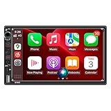 Double Din Car Stereo Built-in Apple CarPlay and Android Auto, 7 Inch Touchscreen Radio with Bluetooth 5.0 and 12LED Backup Camera, Phone Mirror-Link Car Multimedia Player Audio Receiver