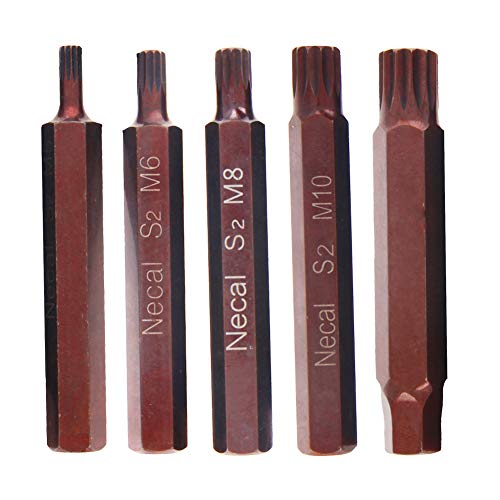 Utoolmart Torx Screwdriver Bits, 5 Piece Set 12 Point Spline Head Screw Driver Bit, With 10Mm Hex Shank, 75Mm Length S2 Steel Screw Driver Kit Tools, For Repair Work #TOP4