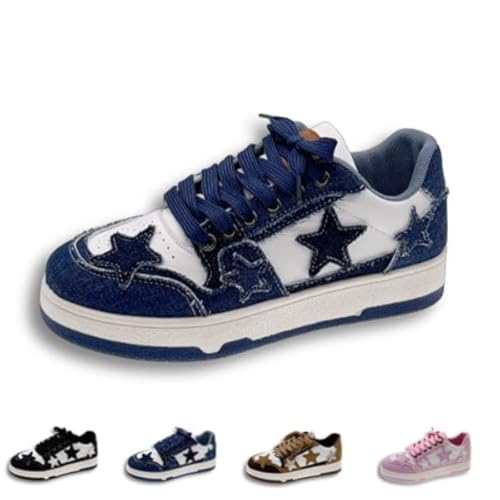 Retro Cool Star Chunky Sneakers for Women Trendy Casual Aesthetic Platform Skate Walking Shoes