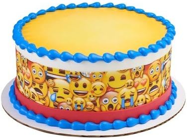 Whimsical Practicality EMOJI Edible Icing Image Cake Border Strips 3 strips,Yellow