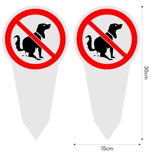 2 Stück Steckschilder Kein Hundeklo, 30 × 15 cm Hinweisschild Keine Hundetoilette, PVC Schild Hunde Kacken Verboten für Hof Park