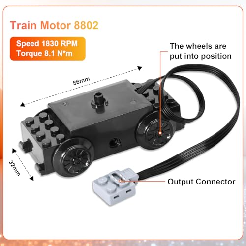 Power Functions Zug Motor Set, QIQIAZI Technik Motoren Set mit Zugmotor mit Achsen & Rädern,Wiederaufladbarer Fernbedienung und Batteriebox, Kompatibel mit vielen Modellen