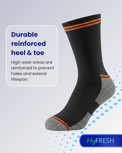 HyFRESH 12 Pairs Mens Work Socks - Thick Work Socks Mens 6-11 Heavy Duty - Thermal Work Boot Sock Multipack - Breathable, Durable, Comfortable Cotton, Reinforced Toe & Heel - Multicolour - Image 3