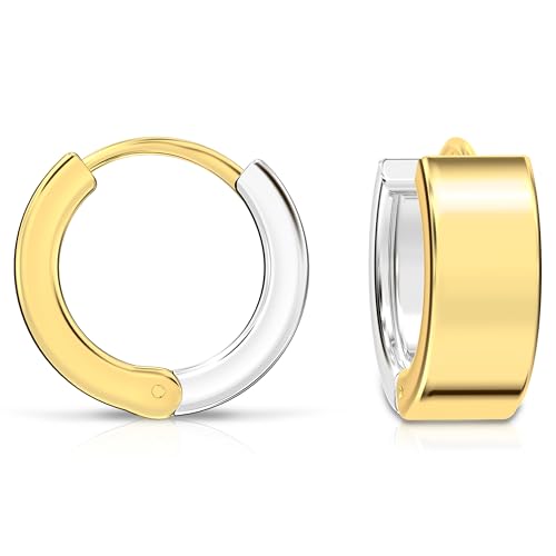 LeCalla 925 Sterling Silver Huggie Earring Hoops for Men Women & Teens | Small Round Chunky Huggie Hoop Earrings