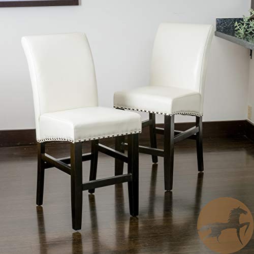 Christopher Knight Home Lisette Leather Counter Stools, 2-Pcs Set, Ivory #TOP6
