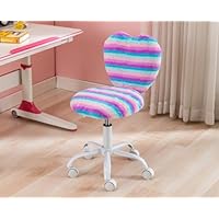 Ya-Home Children Desk Chair in Faux Fur Swivel Kids Chair with Height Adjustable for Bedroom/Reading Room, Purple