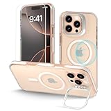 【レンズスタンド搭載・Magsafe対応】iPhone 16 Pro ケース クリア ガラスフィルム付き 隠れスタンド 米軍MIL規格 耐黄変 耐衝撃 マグネット搭載 ワイヤレス充電対応 アイフォン 16プロ ケース 耐久性 いPhone16ぷろ カバー傷防止 あいふぉん16pro カバー アイホン 16Pro case 透明 6.3インチ