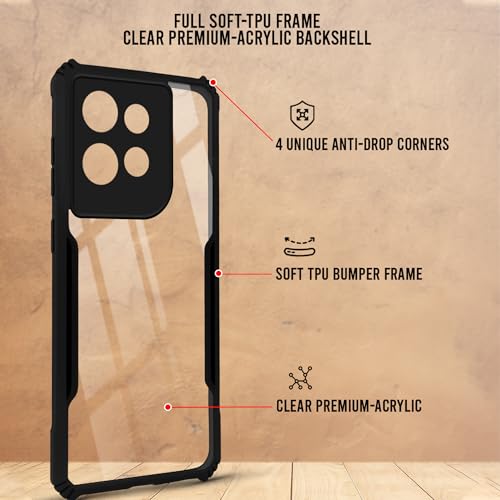 Image of Jkobi Back Cover Case for Motorola Moto Edge 50 Neo (Shockproof with Polycarbonate Clear Panel | Professional Black)
