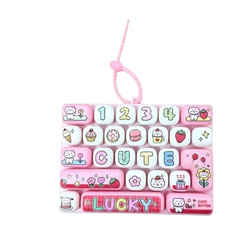 Keyboard Fidget Toys, Cute Anti-Anxiety Decompression Toy 26 Key Click Button Toy Lightweight Bag Pendant Decompression Button Finger Clicker Toys Button Stress Relief Gifts for Relieving Stress — image 1