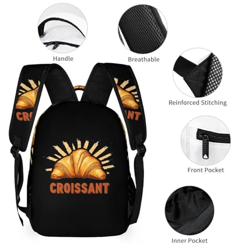 Croissants Cute Backpacks Set Lightweight Lunch Bag Aesthetic Pencil Cases for Travel Work3