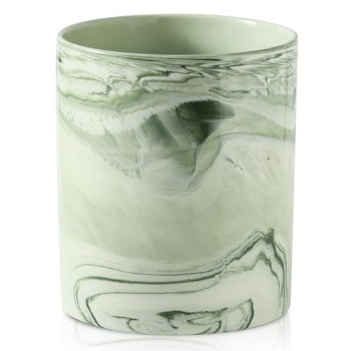7.2 inch Large Utensil Holder for Kitchen Counter, Marble Utensil Crock Spatula Holder for Countertop Cooking Tools Storage Caddy Farmhouse Kitchen Decor (Marble-Green)