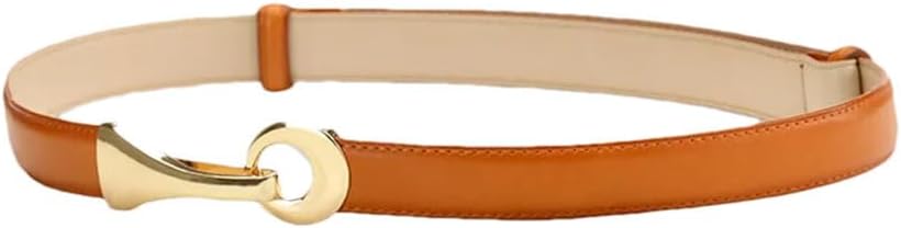 Women's Thin Leather Belt For Dress Solid Color Cowskin Belts For Women