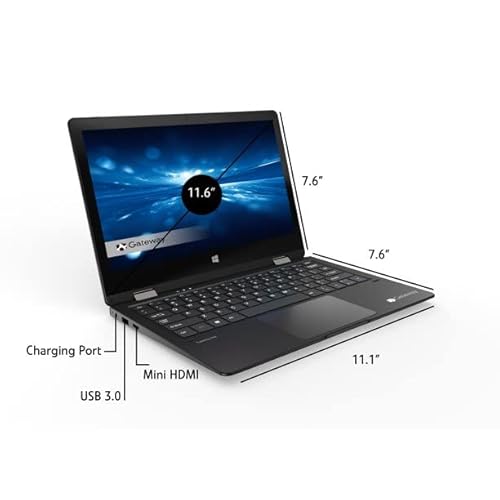 Gateway Newest Touchscreen 11.6 Hd 2-In-1 Convertible Laptop In Black Intel N4020 4Gb Ram 64Gb Ssd Mini-Hdmi Webcam Windows 10 S (Renewed) #TOP1