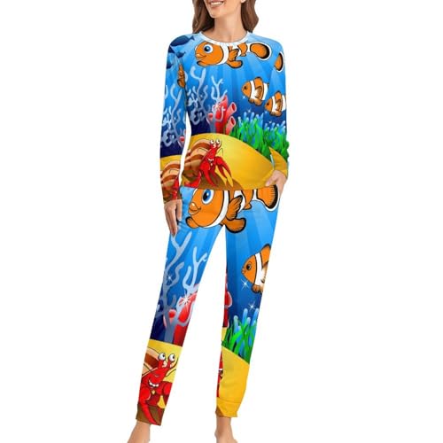 Ensemble pyjama femme anti-froid t-shirt manches longues et pantalon sleepwear confortable
