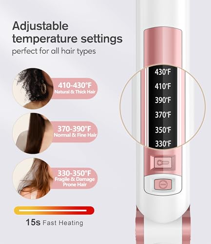 Terviiix 1 Inch Flat Iron Hair Straighteners Creates Silky Hair Instantly, Negative Ionic Ceramic Straightener Iron, Adjustable Temperature 330℉ to 430℉, Fast Heat Up, Dual Voltage, Auto-Off