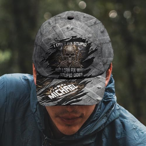 Image of Skull Cap, Gifts for Men, Skull Us Flag Skeleton Gothic Horror, Black Baseball Cap, Adjustable Caps Sun Hat