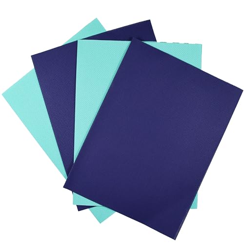 Image of KCS 4 pc of 12 inch x 18 inch (30cmx45cm) 14CT Counted Cotton Aida Cloth Cross Stitch Fabric (Royal Blue+Sea Green)