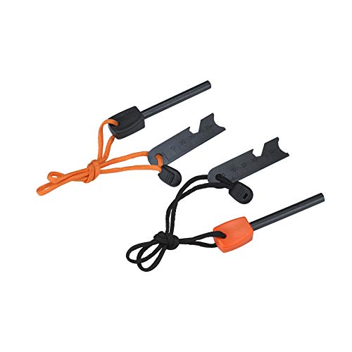 Fostar Ferrocerium Alloy Rod Fire Starter, 5/16 Inch Thick Waterproof Fire Steel, Bushcraft Ferro Rod With Easy Grip Handle, Multi-Tool Striker And Paracord Lanyard ( 2Pcs, Black And Orange) #TOP2