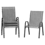 Amopatio Garden Chairs Set of 4, Stackable Dining Chairs Patio Chair for All Weather, Breathable Garden Outdoor Furniture for Backyard, Deck, Grey