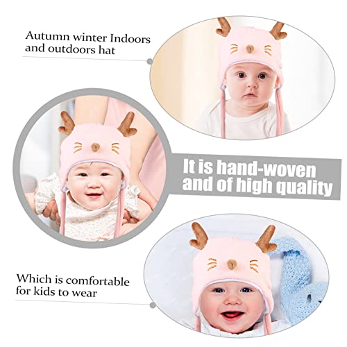 Cotton Winter Boy Girl Hat Ear Flaps Newborn Boy Girl Adorable Cap Windproof Warm Headwear Pink4