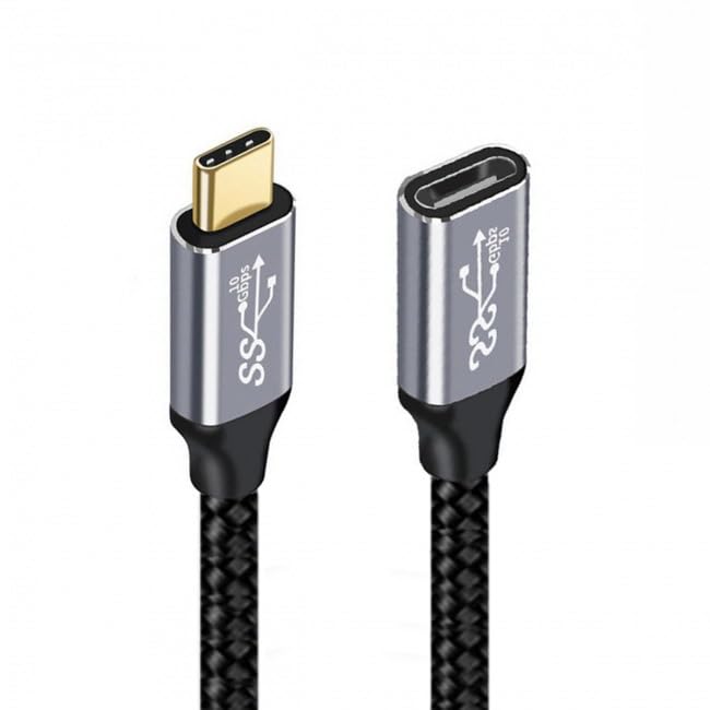 Image of CY Cable USB-C USB 3.1 Type-C Male to Female Extension Data Cable 10Gbps 100W with Sleeve Compatible with iPhone 15 Laptop (20cm)