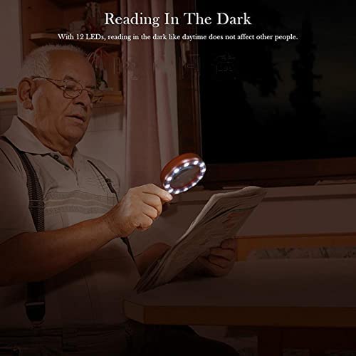 Lupas con luz, Lupa Grande de Mano 30X, Lupa iluminada para Lectura, degeneración Macular, Personas Mayores, Regalos para Personas Mayores,Silver