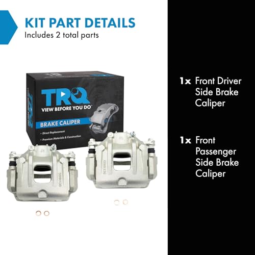 Image of TRQ Front Driver and Passenger Side Brake Caliper Set Caliper Brackets Hardware Compatible with 10-12 Hyundai Santa Fe 11-13 Kia Sorento