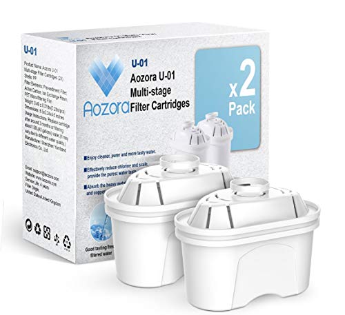 Water Filter Replacement for Pitcher with 4 Stages Filtration, 2 Pack, 80 Gallons Capacity Filter, NFS Certified to Reduce Lead Zinc & More, BPA Free, White