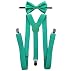 New Suspender Bow Tie Matching Colors Adults Unisex Formal - Teal