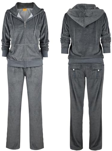 Image of LeeHanTon Sweat Suits for Women Set Comfortable Sweat Outfits Workout Suit Zip Velour Hoodie and Jogger Sport Suit