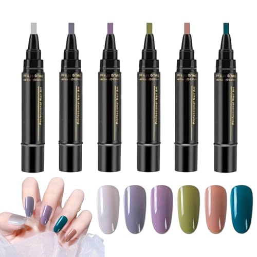 Stylo Vernis À Ongles - 6 Couleurs Ensemble De Stylos À Ongles | Kit De Vernis À Onglerie Gel | Ensemble De Stylos Pour Laque À Onglerie Gel En Une Étape...