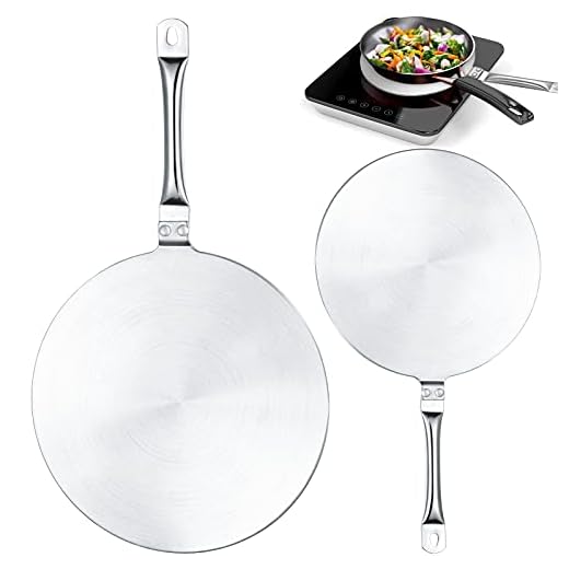 7.68 Inch and 9.25 Inch Heat Diffuser Set, Stainless Steel Induction Cooker Diffuser Plate with Stainless Handle for Gas Stove Glass Cooktop Converter, Induction Hob Pans