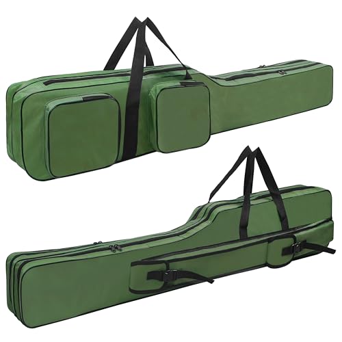 AGOOL Estojo para vara de pescar, bolsa para vara de pesca, 1,3 m, portátil, impermeável, organizador de carretel de vara Oxford para água salgada, água doce, presente de pesca no gelo
