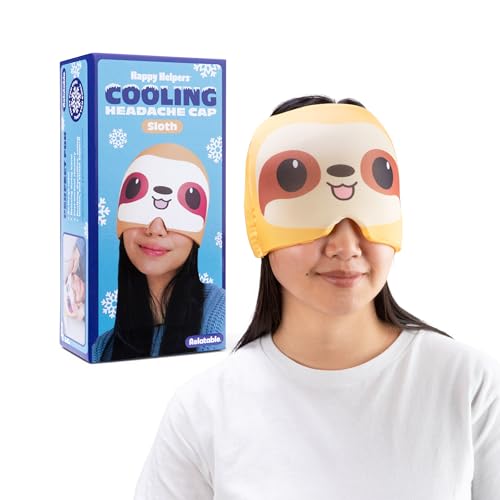 Image of Happy Helpers Sloth Cooling Headache Cap by Relatable, Perfect for Soothing Support During Headaches, Hangovers, Post Workout Recovery, Stress Support and Cooling Support, Includes 1 Cooling Cap