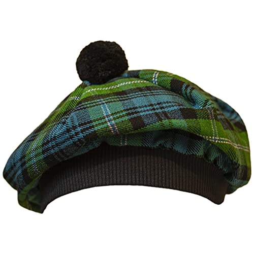 Image of Scottish Tam O' Shanter Hat Tartan Bonnet Pom Pom Wool Flat Cap One Size