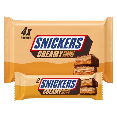 Snickers Creamy Peanut Butter & Milk Chocolate Snack Bars Multipack 146g (4 Pack)