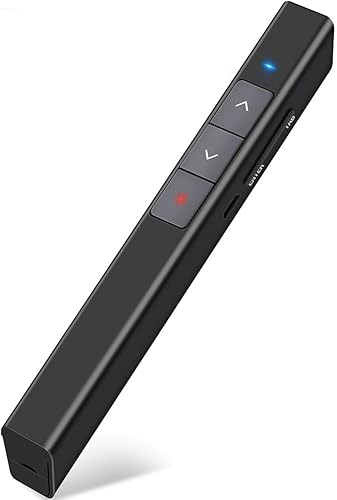 Vista 10 de DinoFire Presentador inalámbrico, Hyperlink Control de Volumen Presenter RF 2.4 GHz PowerPoint Clicker Presentación Mando a distancia Puntero láser