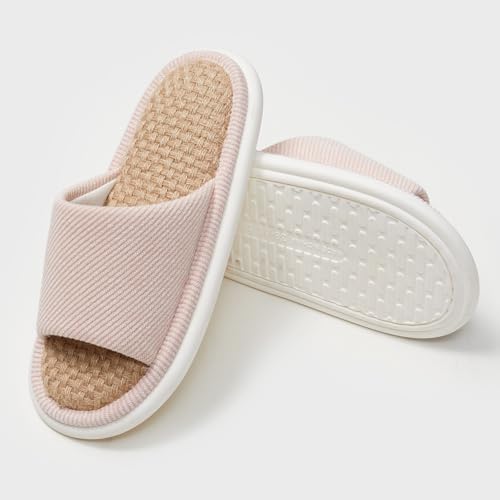 utune Summer House Slippers for Women Indoor Linen Slippers Open Toe Men House Slippers Shoes Breathable Non-slip Sandals for Home Outdoor2
