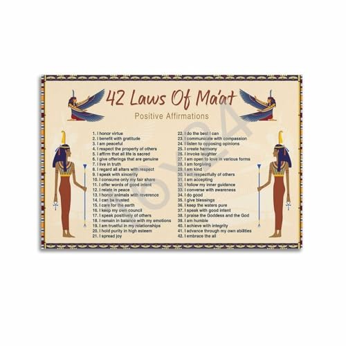 Art mural éducatif lois de Maat affiche égyptienne vintage encadrée 40x60