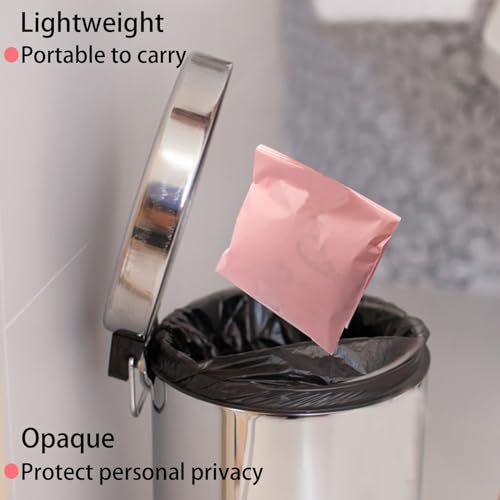 Image of Sanitary Napkin Disposal Bags Feminine Hygiene Bags,100Pcs, Pink, 6.7x9.8IN | 1.67 Mil Thickness, Self-adhesive, Disposable Period Trash Bags, For Pads and Tampons, Blocks Odors