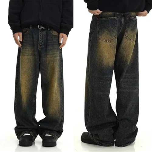 Men's Jeans Mens Pants Regular Solid Color Straight Leg Pants Stylish Vintage Wash Baggy Fashion Streetwear4