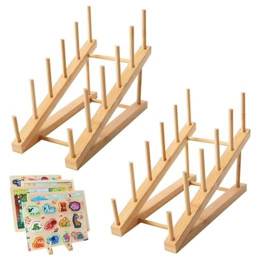 GIKIMO Wooden Puzzle Storage Rack, 2 Pcs Puzzle Organizer Puzzle Holder Rack, Jigsaw Puzzle Storage Rack Organizer Shelf for Adults Craft Collection Lovers