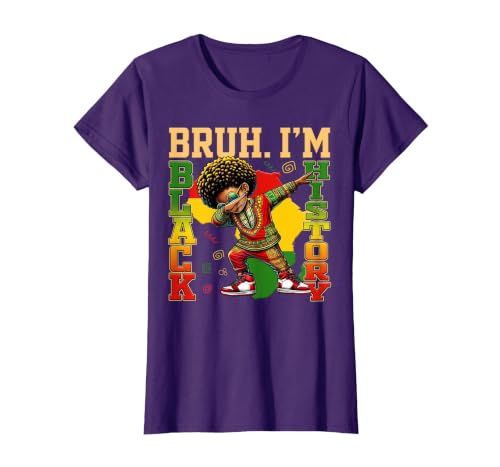 I Am Black History Dabbing Afro Men Boy Black History Month T-Shirt, Women, Purple, Small