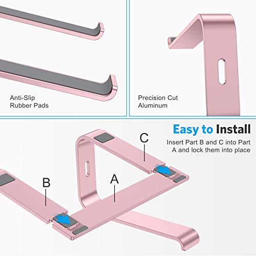 Image of OMOTON Laptop Stand, Detachable Mount for MacBook Air /Pro Dell HP Rose Gold