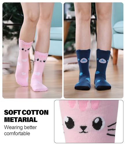 Image of SDBING Womens Cat Socks Cute Gifts Animal Soft Breathable Thin Cotton Casual Crew Socks 5 Pairs