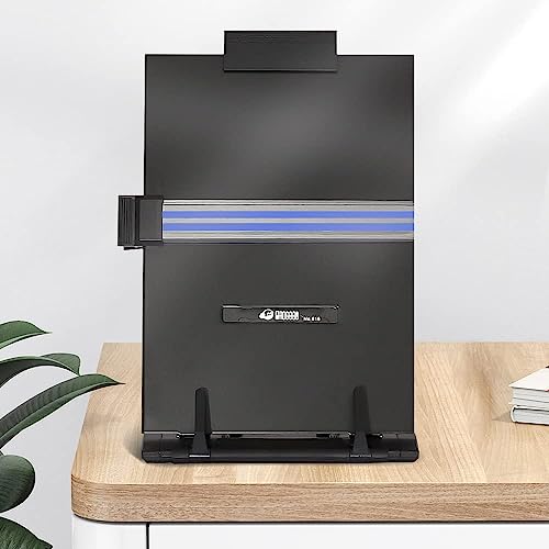 OBYCPIN Porte-documents de Bureau avec Guides-lignes, Porte-copie Chevalet, Porte-livre de Bureau, 7 Positions Réglables, Matériau Métallique, avec Clip Réglable pour Bureau/École/Maison (Noir) – vue 5