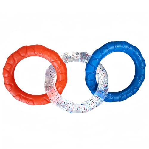 Hundering-Spielzeug für Training und Zahnreinigung, Kauspielzeug für Hunderinge aus Gummi mit 3 farbigen Ringen, interaktives, unzerstörbares Hundespielzeug für kleine, mittelgroße und große Hund
