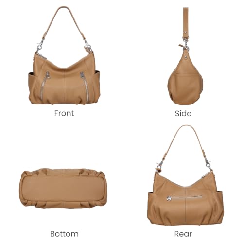 Image of HESHE Genuine Leather Purses for Women Shoulder Hobo Bag Crossbody Satchel Handbags Designer Ladies Totes Purse